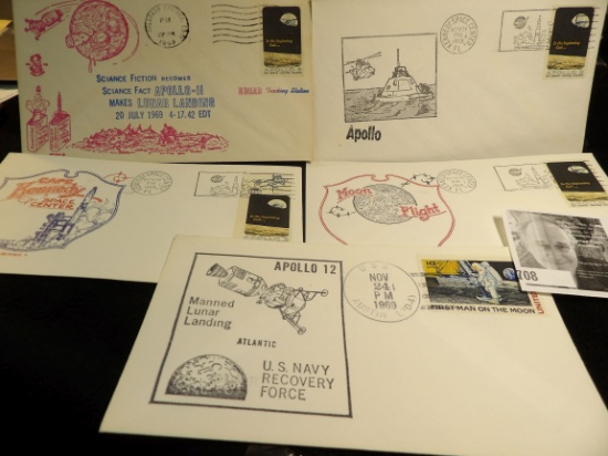 (5) different Apollo 8 & 11 Stamped & Postmarked Covers.