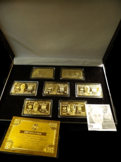 Eight-piece "Bullion Collection" in velvet-lined Box, consist of a "24K Gold Bar Certificate of Auth