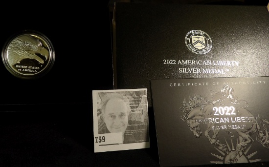 2022 American Liberty "Bucking Bronco" Silver One Ounce .999 Medal issued by the Philadelphia Mint.