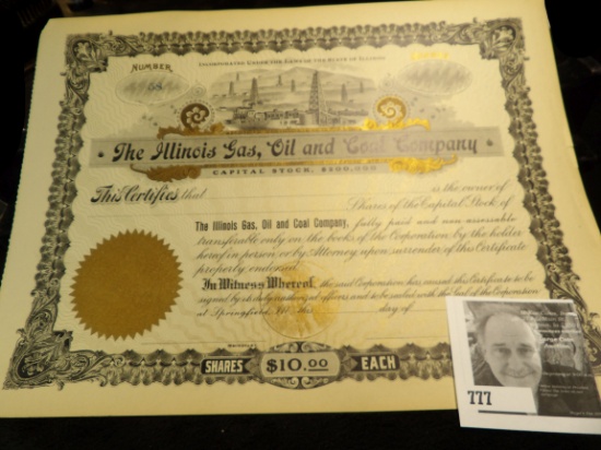 No. 58 Stock Certificate "The Illinois Gas, Oil, & Coal Company", 190X era. Unissued.