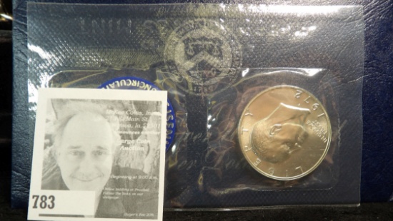 1972 S U.S. Silver Eisenhower Dollar in original blue pack of issue.