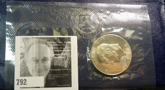1972 S U.S. Silver Eisenhower Dollar in original blue pack of issue.
