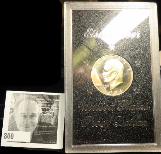 1974 S Proof U.S. Silver Eisenhower Dollar in original Hard Plastic Case.