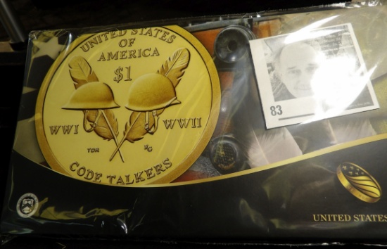 2016 Code Talkers American $1 Coin & Currency Set, original as issued by the U.S. Mint.