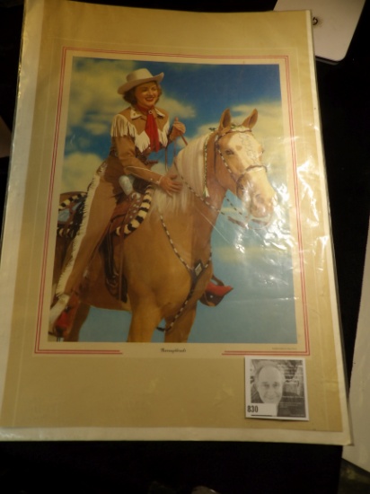 Large Color Print of Dale Evans sitting on Trigger, labeled "Thoroughbreds" Kodachrome by Paul Parry