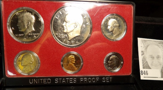 1974 S U.S. Six-piece Proof Set with Eisenhower Dollar. No outside box.