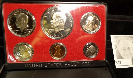 1973 S U.S. Six-piece Proof Set with Eisenhower Dollar. No outside box.