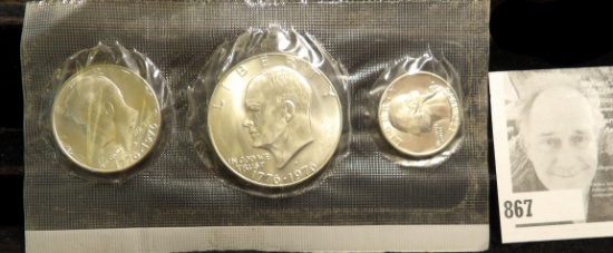 1776-1976 S U.S. Silver Bicentennial Uncirculated Set with Silver Quarter, Half-Dollar, & Dollar in