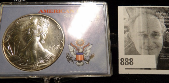 1992 U.S. Silver American Eagle One Ounce .999 Fine Silver Dollar in a Snaptight case.