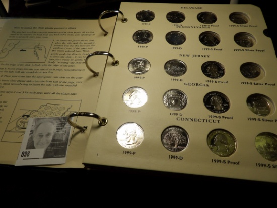 Incomplete Littleton Custom Coin Album with 1999 P, D, & S Delaware, Pennsylvania, New Jersey, Georg