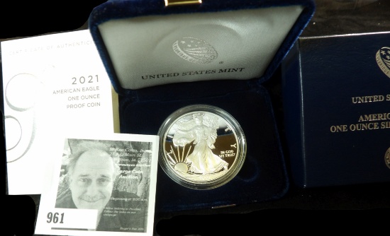 2021 West Point One Ounce Silver Proof Silver Eagle Coin in original box of issue.