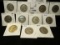 1956, 56D, 57D, 58, 58D, 59, 59D, 60, 60D, 61,  & 61D Circulated Jefferson Nickels.