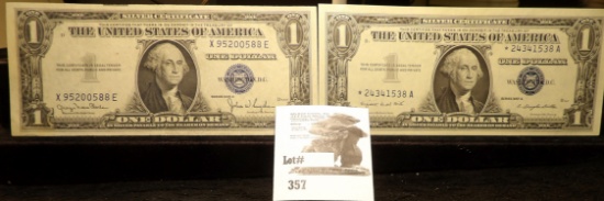 Series 1957A $1 Silver Certificate Star Replacement Note & Series 1935D $1 U.S. Silver Certificate,