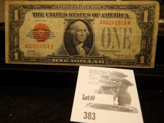 Series 1928 One Dollar Red Seal U.S. Note, Signed Woods & Wooden.