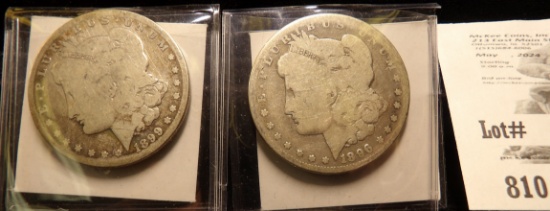 1896 O AG & 1899 S Good Morgan Silver Dollars.