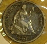 1871 U.S. Seated Liberty Half Dime.
