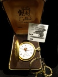 Colibri 17 Jewels Swiss Made Pocket watch with chain. Not running. In original box of issue.