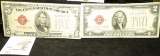 Series 1928G $2 U.S. Note Red Seal & Series 1928E $5 U.S. Note Red Seal,