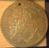 1707 Large French Jetton or Medal Bronze Holed.