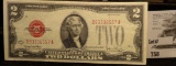Series 1928G $2 U.S. Note Red Seal, high grade.