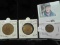 (3) High grade bronze coins from Guernsey: 1934H 8 Doubles, UNC; 1920H 4 Doubles AU+; & 1933 H One D