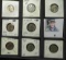 1943 P, D, S, 44 P, D, 45 P, D, & S World War II Silver Jefferson Nickels. All carded.