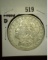 1921 D Morgan Silver Dollar. Faded 