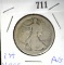 1916 P Silver Walking Liberty Half Dollar, Well worn.