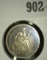 1873 Open 3 U.S. Seated Liberty Dime, Fine. Only 60,000 minted.