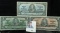 January 2, 1937 Bank of Canada One Dollar, Two Dollar, & $5 Banknotes.