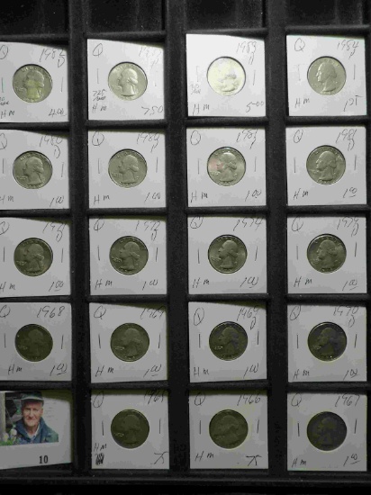 19-piece Set of all different 1965-1984 date or Mint mark Washington Quarters. All carded.