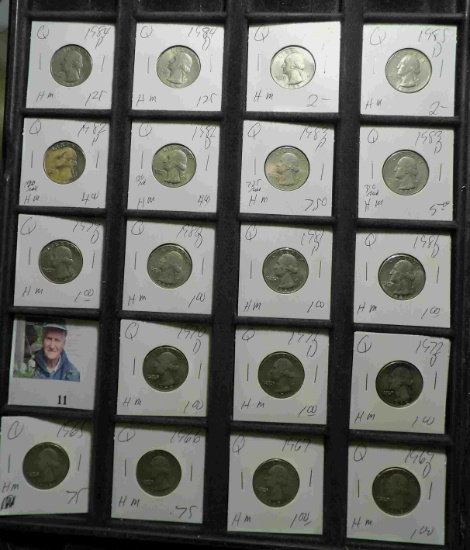 19-piece Set of all different 1965-1985 date or Mint mark Washington Quarters. All carded.