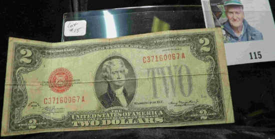 1928 D - $2 US Small size note, well used, Fr 1505