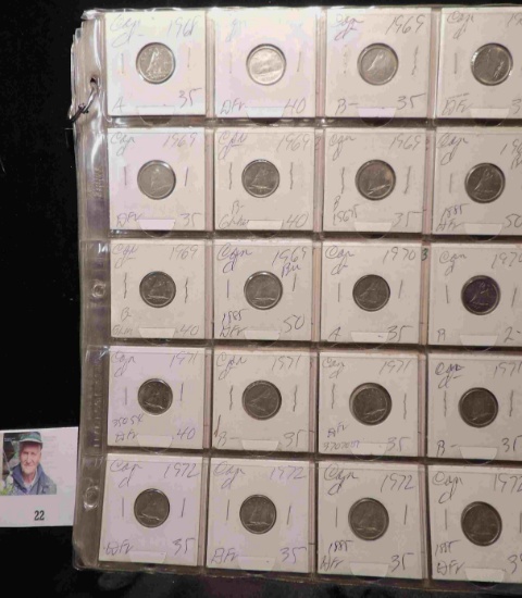 (120) 1968-1983 Canada Dimes all stored in six plastic pages.
