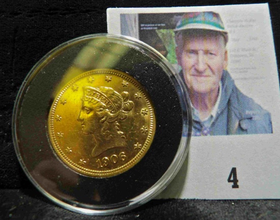 1906 D Ten Dollar Eagle Liberty design Gold. AU.
