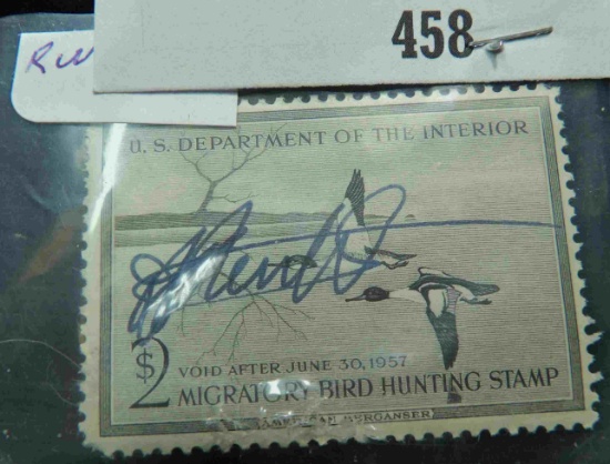 RW23 $2 U.S. Department of the Interior Migratory Bird Hunting Stamp, Signed.