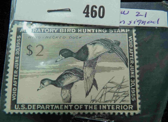 RW21 $2 U.S. Department of the Interior Migratory Bird Hunting Stamp. Unsigned.