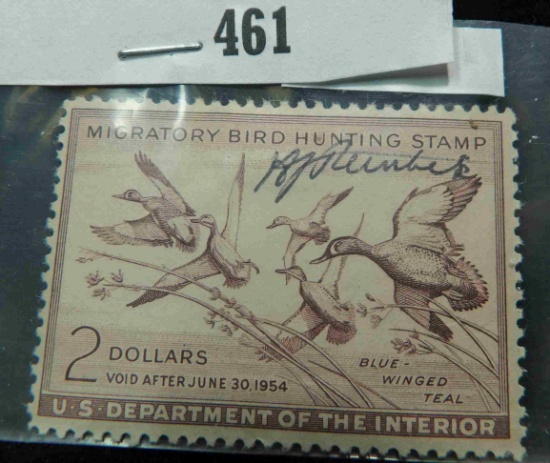RW20 $2 U.S. Department of the Interior Migratory Bird Hunting Stamp, Signed.