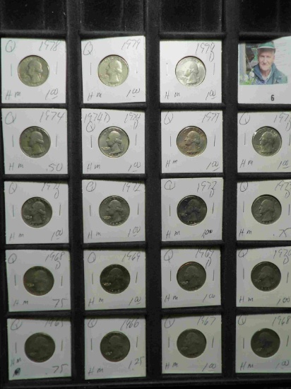 19-piece Set of all different 1965-1979 date or Mint mark Washington Quarters. All carded.