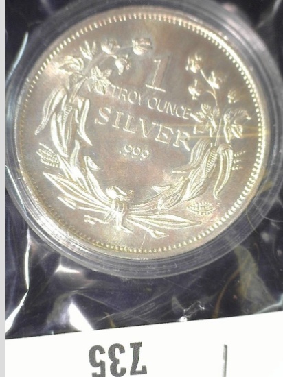 Gobrecht design Seated Liberty One Ounce .999 Fine Silver Medallion.