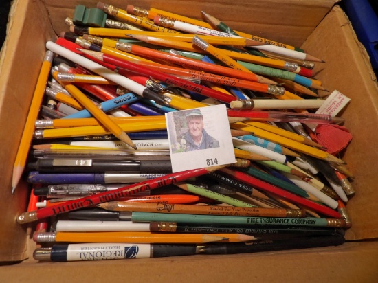 Large group of Pencils and Pens. Including advertising from Albia & Oskaloosa.