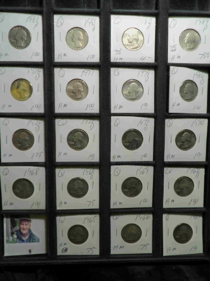 19-piece Set of all different 1965-1983 date or Mint mark Washington Quarters. All carded.