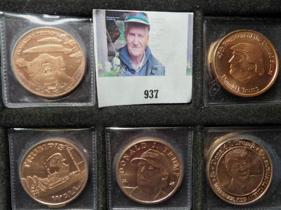 (5) different Donald Trump One Ounce Copper Medallions, all Brilliant Uncirculated.