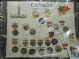 Partial set of 1867-1992 Canada Coin Set. Contains two dollar coins and nine Provincial Quarters in