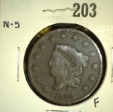 1829 Â  Large Cent - Newcomb 5, Fine.