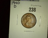 1940 D Lincoln Cent, Brown Uncirculated.