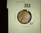 1949-D Lincoln Cent, Rainbow toned Uncirculated.