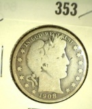 1908-DÂ  Barber Half Dollar
