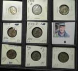 1943 P, D, S, 44 P, D, 45 P, D, & S World War II Silver Jefferson Nickels. All carded.