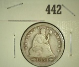 1853 Arrows & Rays U.S. Seated Liberty Quarter with a nearly full Liberty.